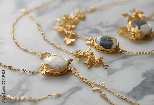 AI generated illustration of gold necklaces showcasing Kintsugi Fashion