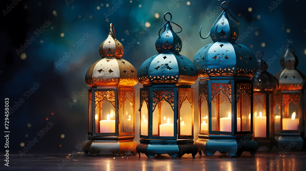Fototapeta premium Ramadan background with mosque or lantern illustration