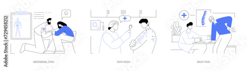 Emerging conditions diagnosis abstract concept vector illustrations.