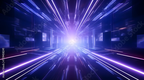 Neon hyperloop background in space travel futuristic warp teleport light effect,, Space Travel Background with Warp Teleport Effect 