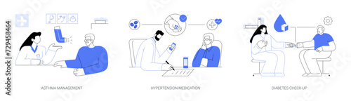 Chronic illness management abstract concept vector illustrations.