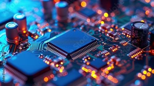 Computer part circuit board close up photo photo