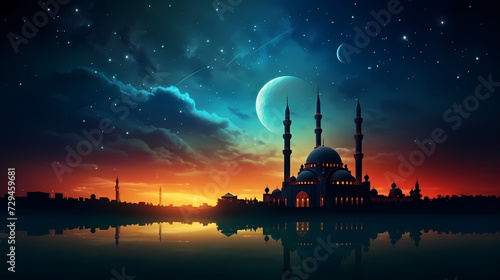 Glowing background for muslim feast in holy month of Ramadan Kareem