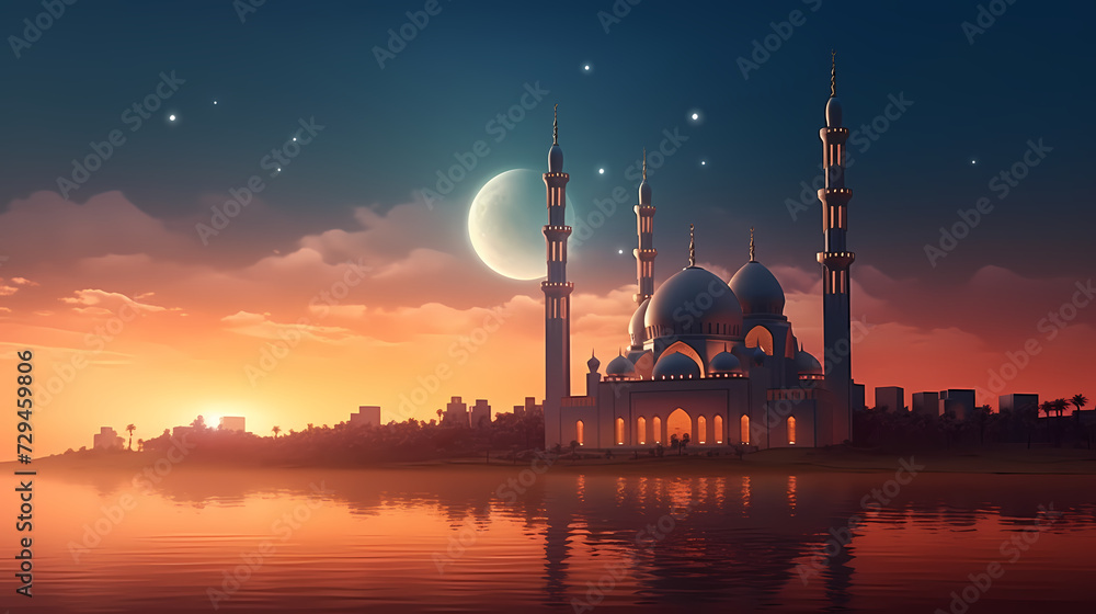 Glowing background for muslim feast in holy month of Ramadan Kareem