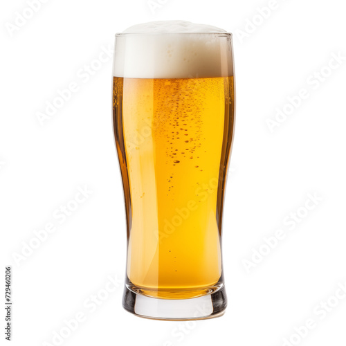 Glass of beer isolated on transparent and white background. Ideal for use in advertising. Generative ai