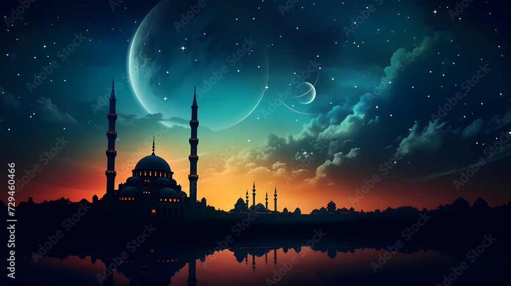 Glowing background for muslim feast in holy month of Ramadan Kareem