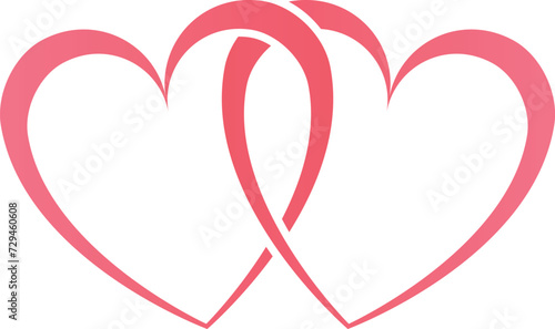 Two Hearts Vector, Double Heart Art Icons and Graphics For Love, Valentine's Day photo