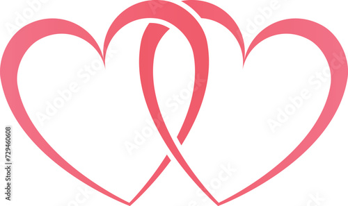 Two Hearts Vector, Double Heart Art Icons and Graphics For Love, Valentine's Day