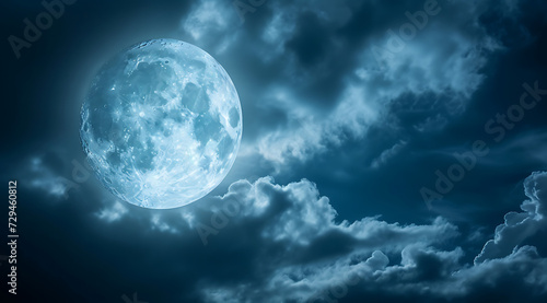 a full moon is shown behind clouds in