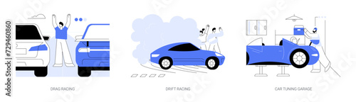 Street racing abstract concept vector illustrations.