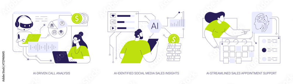 AI-Backed sales strategies abstract concept vector illustrations. AI-Backed sales strategies abstract concept vector illustrations.
