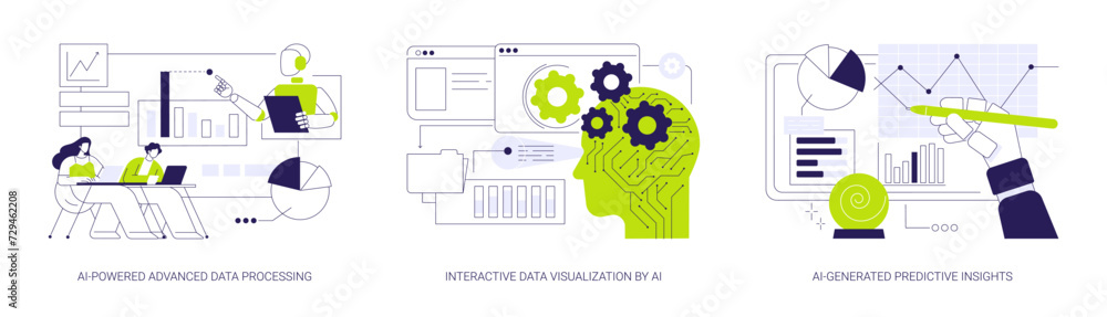 AI-Powered Data Analysis abstract concept vector illustrations. AI-Powered Data Analysis abstract concept vector illustrations.
