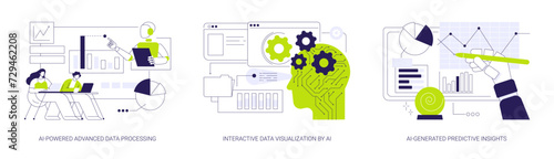 AI-Powered Data Analysis abstract concept vector illustrations.