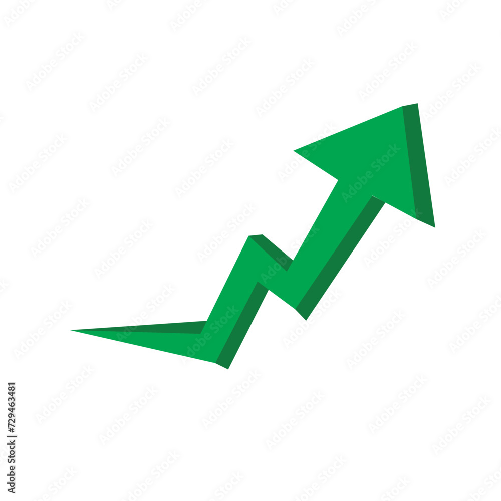 Growing business 3d green arrow on white. Profit arow Vector illustration.Business concept, growing chart. Concept of sales symbol icon with arrow moving up. Economic Arrow With Growing Trend. Growing business 3d green arrow on white. Profit arow Vector illustration.Business concept, growing chart. Concept of sales symbol icon with arrow moving up. Economic Arrow With Growing Trend.