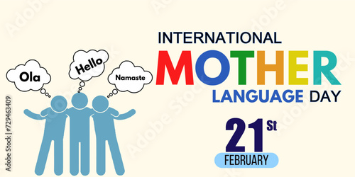 International Mother Language Day, 21st February. Campaign or celebration banner