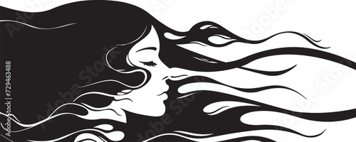 Beautiful girl on a white background, silhouette of a girl with hair