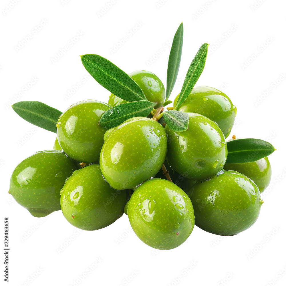 Obraz premium Green Olive Bliss Isolated on Transparent or White Background, PNG