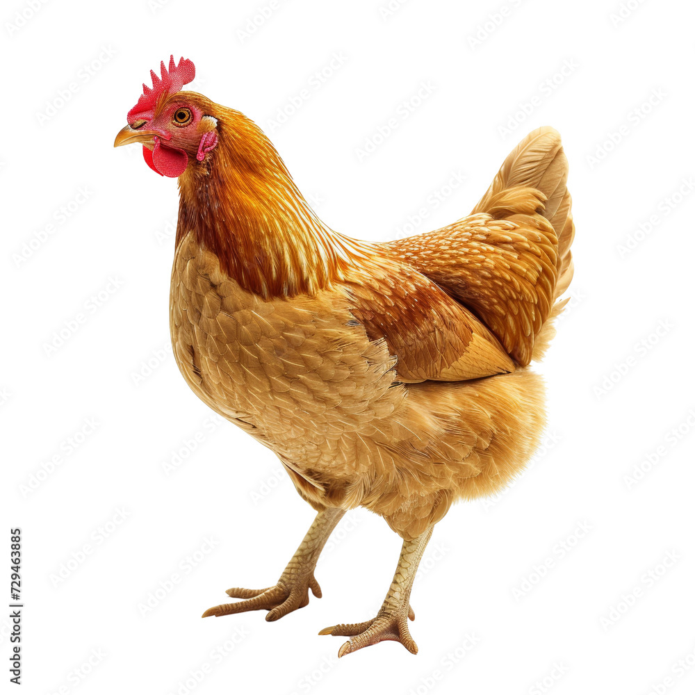 Fototapeta premium Isolated Chicken on the Farm Isolated on Transparent or White Background, PNG