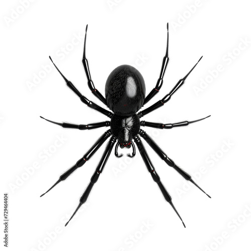 Black Widow Spider Isolated on Transparent or White Background, PNG