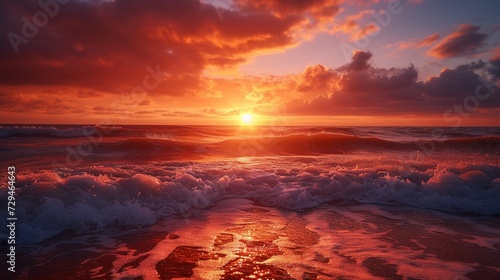 Sea sunset with sunset sun on sunset clouds © Ahtesham