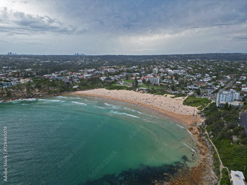 Aerial view of Freshwater Beach. New South Wales, Australia