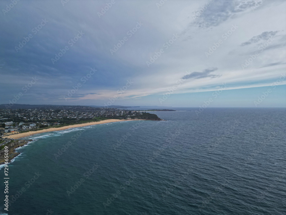 Aerial view of South Curl Curl Beach. Northern Beaches, Australia