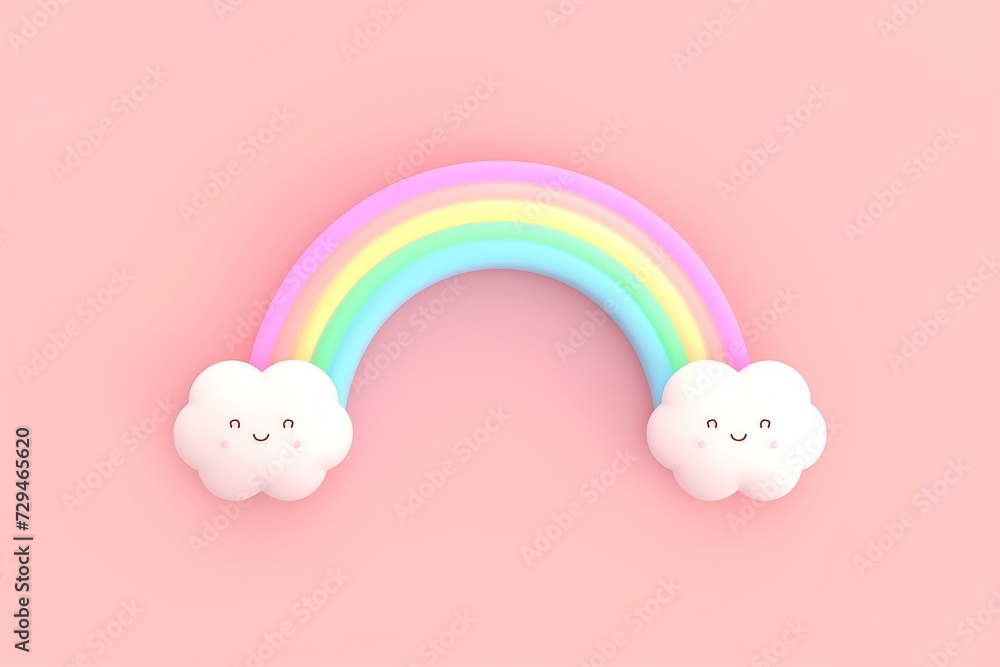 Cheerful Illustrated Rainbow with Smiling Clouds Cheerful Illustrated Rainbow with Smiling Clouds