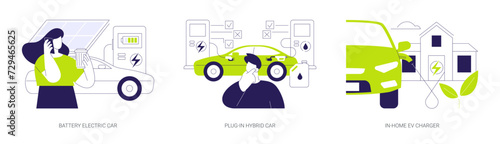 Electric car abstract concept vector illustrations.