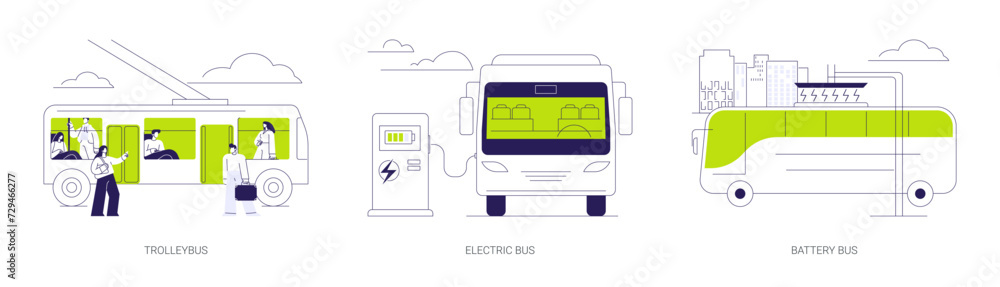 Sustainable public transport abstract concept vector illustrations. - obrazy, fototapety, plakaty 