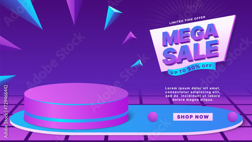Mega sale promotion background podium with discount
