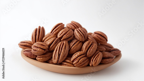 Roasted Pecans on White Background