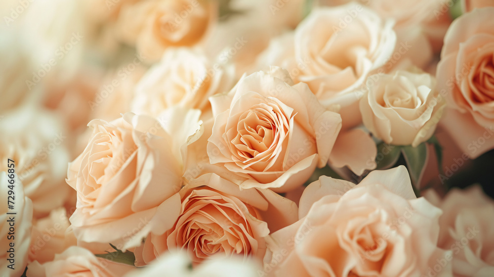 Peach Fuzz-Colored Roses. A Soft and Dreamy Floral Background Peach Fuzz-Colored Roses. A Soft and Dreamy Floral Background