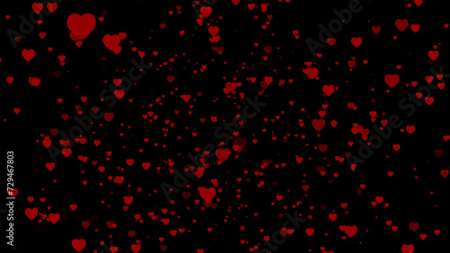 Red valentines day heart particles and sprinkles heart confetti for a holiday celebration on 14th February 2024. shiny red heart.