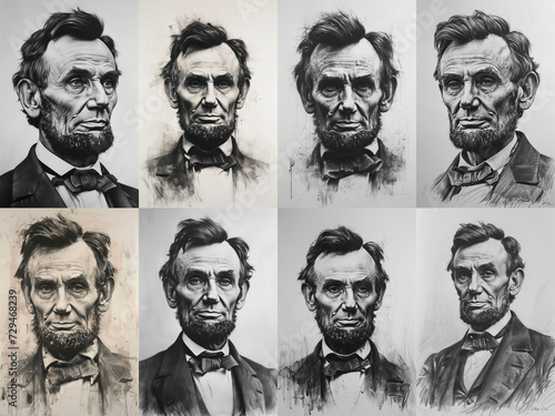 Set of Abraham Lincoln portraits photo
