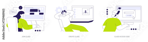 Online teaching features abstract concept vector illustrations.