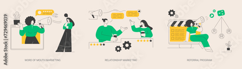 Customer oriented marketing strategy abstract concept vector illustrations.
