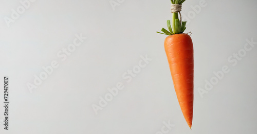 A dangling carrot on a string serves as a humorous metaphor for motivation and incentive in business and life.