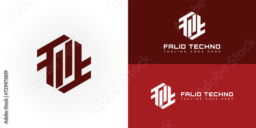 Abstract initial letter FT or TF logo in red color isolated in white and red background applied for manufacturing technology logo also suitable for the brands or companies have initial name TF or FT.
