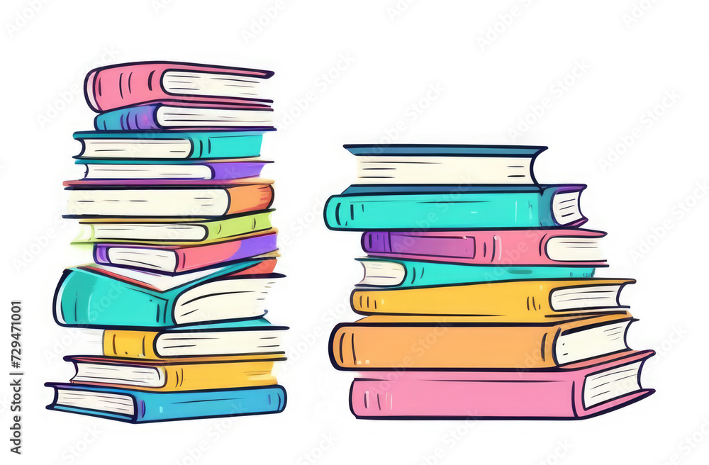 Illustration of a stack of colorful books on a white background. Illustration of a stack of colorful books on a white background.