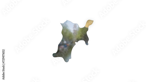 [アルファチャンネル]気仙沼の地形を強調する宮城県の3D平衡投影図形