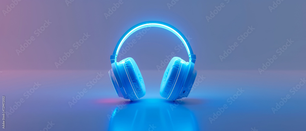 headphones on blue headphones on blue
