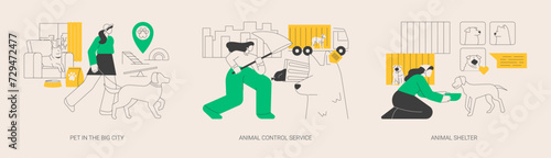Urban pets abstract concept vector illustrations.