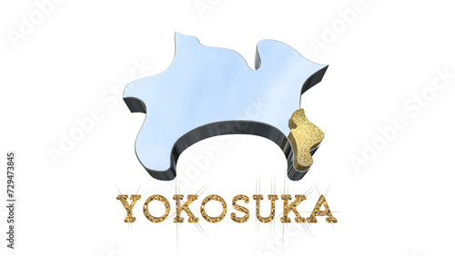 [アルファチャンネル]横須賀の地形を強調する神奈川県の3D透視投影図形