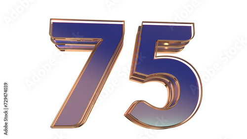 Purple gold 3d number 75