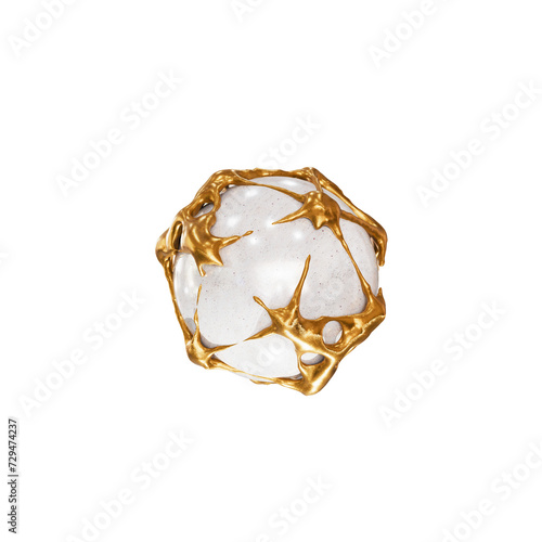marble sphere surrounded by liquid gloopy gold