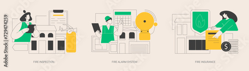 Fire prevention abstract concept vector illustrations.