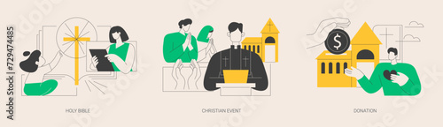 Church gathering abstract concept vector illustrations.
