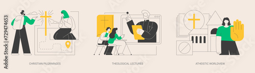 Religious doctrine abstract concept vector illustrations.
