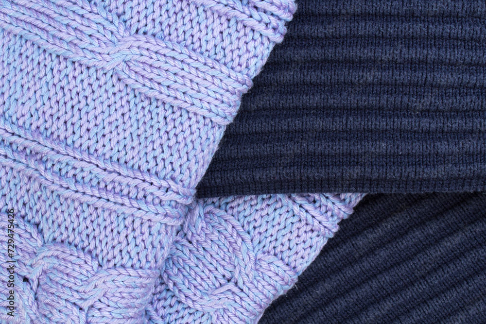Knitted wool sweaters. Pile of knitted winter clothes , sweaters, knitwear, space for text. Knitted wool sweaters. Pile of knitted winter clothes , sweaters, knitwear, space for text.