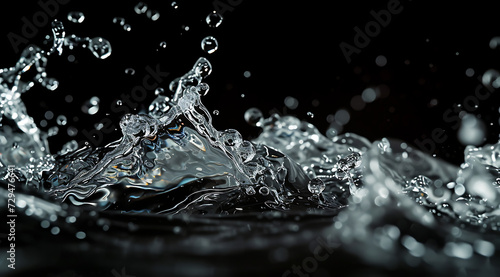a shot of water splashing on a black background in